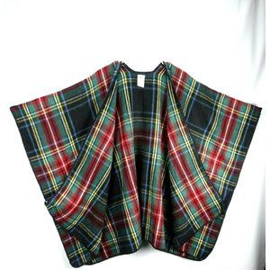 WOOLRICH Women's One Size Red Multicolor Flannel Plaid Shawl Scarf Poncho